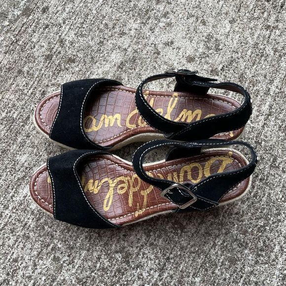 Sam Edelman Women's Dimitree Espadrille‎ Wedge Sandal Suede Upper Black Size 11 - Picture 1 of 9
